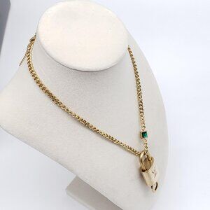 Authentic Louis Vuitton Gold Padlock with Unbranded Stainless Steel Chain